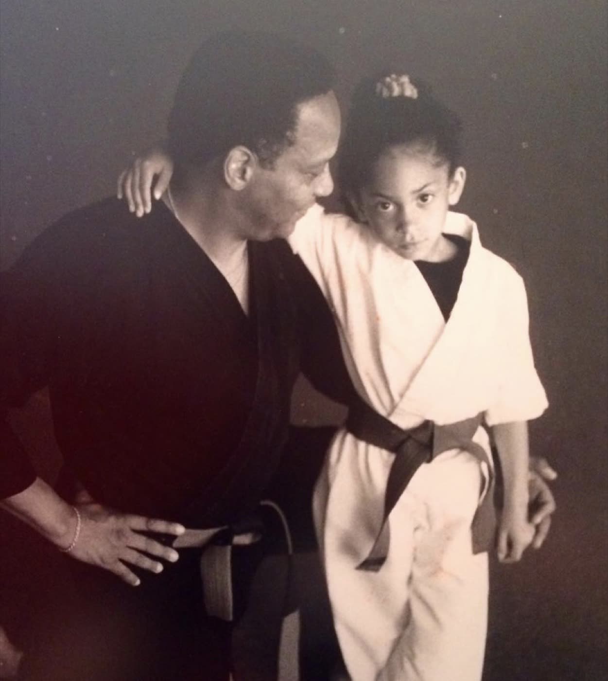 Greg Tearney with his young daughter Alexis in the early years of the dojo